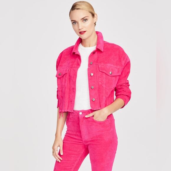 RACHEL‎ Rachel Roy Destructed Hem Corduroy Jacket in Lotus Pink Size XXL NWT - Picture 1 of 12